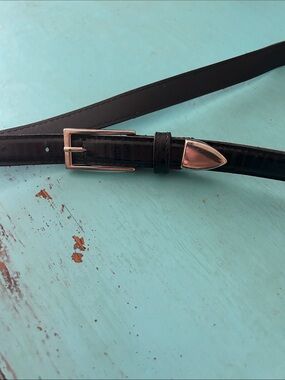 Black Faux Leather Belt with Silver Hardware